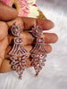 E0854_Classy designer statement American Diamond studded danglers with beautiful art work.