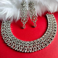 N0449_Elegant  designer American Diamond stones embellished necklace set with delicate stone work .