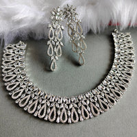 N0449_Elegant  designer American Diamond stones embellished necklace set with delicate stone work .