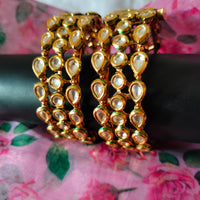 B0287_Gorgeous screw design kundan stone work bangles.