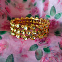 B0287_Gorgeous screw design kundan stone work bangles.