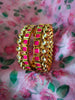 B0285_Classy square design bangles with delicate work of kundan stones with a touch of pink stones.