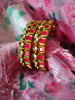 B0285_Classy square design bangles with delicate work of kundan stones with a touch of pink stones.