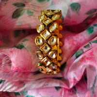 B0284_Classy Ethnic diamond design bangles with delicate work of kundan stones.