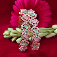 B0290_Elegant designer Bangles studded with American Diamond stones with a touch of mint green & pink stones with delicate stone work.