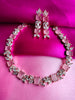 N0491_Elegant designer rose gold american diamond studded choker necklace set with a touch of pink stones.