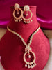 N0495_Lovely floral sleek design rose gold american diamond studded choker necklace set.