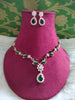 N0537_Elegant sleek design choker necklace embellished with american diamond stones with a touch of green stones.