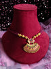 N022_Elegant Micro Gold plated Necklace studded with precious pink & green ruby stones & Magenta colored crystals