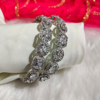 B0316_Elegant silver shade designer American Diamond bangles with delicate stone work.