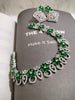 N0553_Elegant dazzling American Diamond stones embellished necklace set with delicate stone work with a touch of green stones.