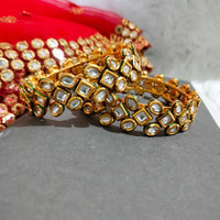 B0284_Classy Ethnic diamond design bangles with delicate work of kundan stones.