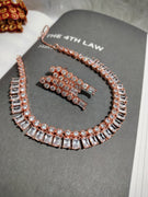 N0473_Classy American Diamond stones embellished necklace set with delicate stone work .