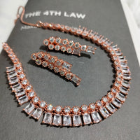 N0473_Classy American Diamond stones embellished necklace set with delicate stone work .