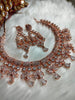 N0454_Designer American Diamond stones embellished necklace set with delicate stone work of floral design.