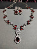 N0562_Lovely designer American Diamond stones necklace set with a touch of wine red stone.