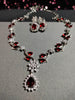 N0562_Lovely designer American Diamond stones necklace set with a touch of wine red stone.