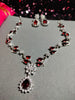 N0562_Lovely designer American Diamond stones necklace set with a touch of wine red stone.