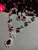 N0562_Lovely designer American Diamond stones necklace set with a touch of wine red stone.