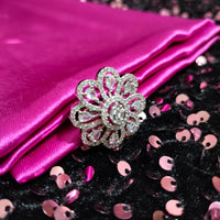 R056_Elegant flower design American Diamond studded statement ring.