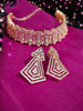 N0563_Gorgeous rose gold choker diamond shape necklace embellished with delicate work.