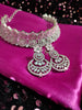 N0564_Lovely floral design American Diamond stones necklace set with a touch of  pink stone.