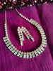 N0566_Lovely American Diamond stones necklace set with a touch of  sea green stones.