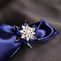 R069_Elegant flower design American Diamond studded statement ring with a touch of navy blue  stones.