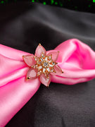 R068_Gorgeous flower design American Diamond studded statement ring studded with pink stones.