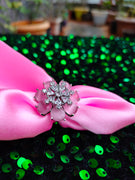 R060_Lovely flower design American Diamond studded statement ring with a touch of Pink stones.