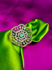 R071_Grand Designer American Diamond studded statement ring studded with a touch of sea green stones.