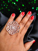 R073_Grand Designer rose gold American Diamond studded statement ring.