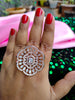 R073_Grand Designer rose gold American Diamond studded statement ring.