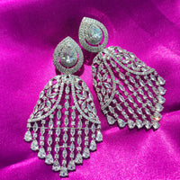 E0884_Ravishing grand designer American diamond embellished danglers with delicate stone work.