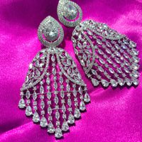 E0884_Ravishing grand designer American diamond embellished danglers with delicate stone work.