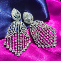 E0884_Ravishing grand designer American diamond embellished danglers with delicate stone work.