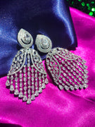 E0884_Ravishing grand designer American diamond embellished danglers with delicate stone work.