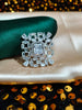 R092_Classy square design American Diamond studded statement ring.