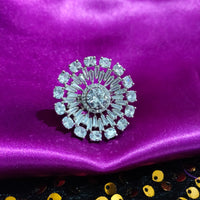 R087_Classy Grand circular design American Diamond studded statement ring.