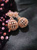 E0885_Lovely round designer rose gold earrings with delicate stone work.