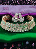 N0590_Lovely flower designer choker necklace embellished with american diamond stones with a touch of Sea green stones.