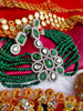 N0596_Classic broad designer crystal choker necklace set studded  with Kundan stones.