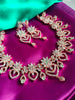 N0601_Elegant flower design choker necklace embellished with american diamond stones  studded with a touch of pink stones.