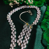 N01120_Lovely designer Rodium polished choker necklace embellished with American diamond stones with delicate white stone work.