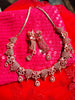 N01139_Grand Lovely designer Rose gold polished choker necklace embellished with American diamond stones with delicate white and Pink stone work.