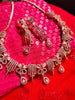 N01139_Grand Lovely designer Rose gold polished choker necklace embellished with American diamond stones with delicate white and Pink stone work.