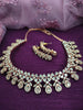 N01154_Grand Lovely designer Rose Gold & Metallic polished choker necklace embellished with American diamond stones with delicate white Stones work.