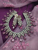 N01153_Grand Lovely designer Rose Gold & Metallic polished choker necklace embellished with American diamond stones with delicate Ruby Pink/ Purple  Stones work.