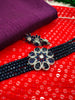 N02023_Classic designer Navy Blue pearl crystal Grand Flower shaped pendant choker necklace set studded  with  American diamond stones.