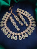 N01173_Grand Lovely designer Rose Gold polished Necklace Set  embellished with American diamond stones with delicate Mint Green Stones .